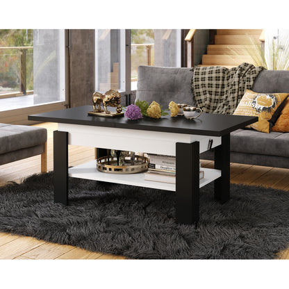 Runa 2 in 1 Extending Coffee / Dining Table 130-170cm - Black / White