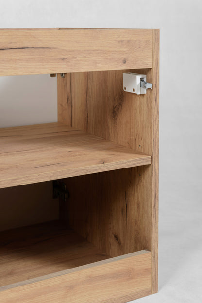 Flow Wall-Mounted 2 Door Bathroom Vanity Cabinet with Basin 80cm - Gold Craft Oak