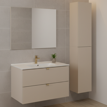 Dalia Bathroom Set 80cm with Basin and Tall Unit - Cashmere