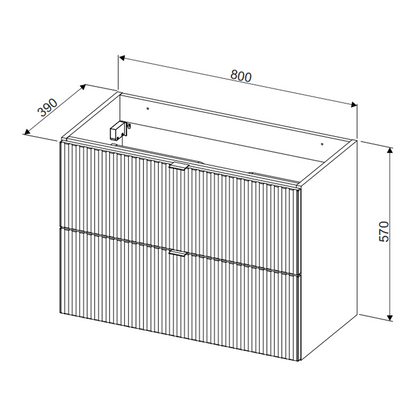 Line Reed 2 Drawer Bathroom Cabinet Vanity Unit 80cm with Built-In Basin - Sage