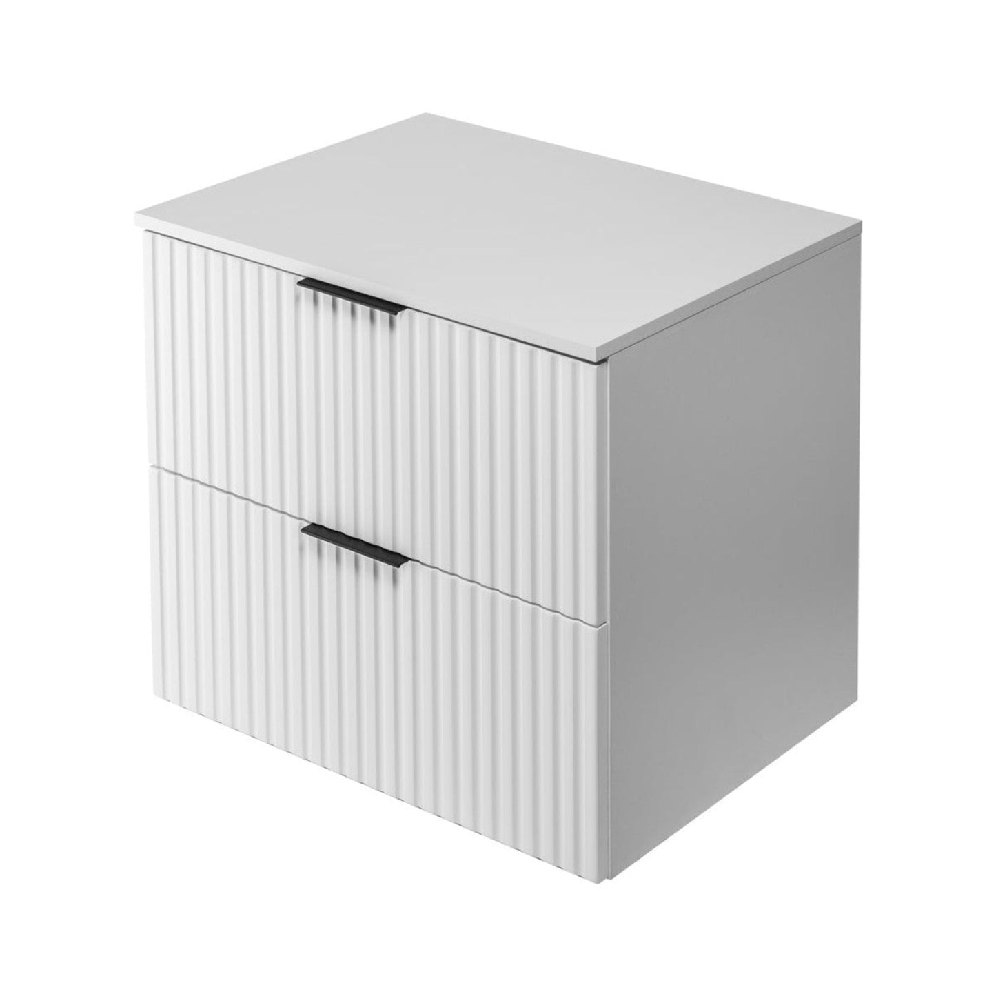 Flow 2 Drawer Bathroom Cabinet Vanity Unit with Worktop 60cm - White