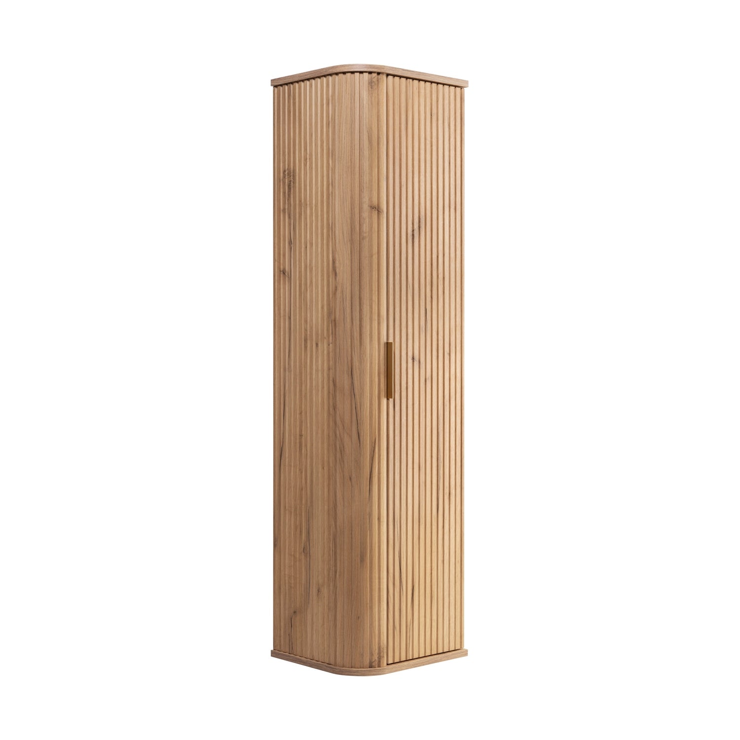 Elegance Glamour Style Tall Bathroom Wall Cabinet - Gold Craft Oak