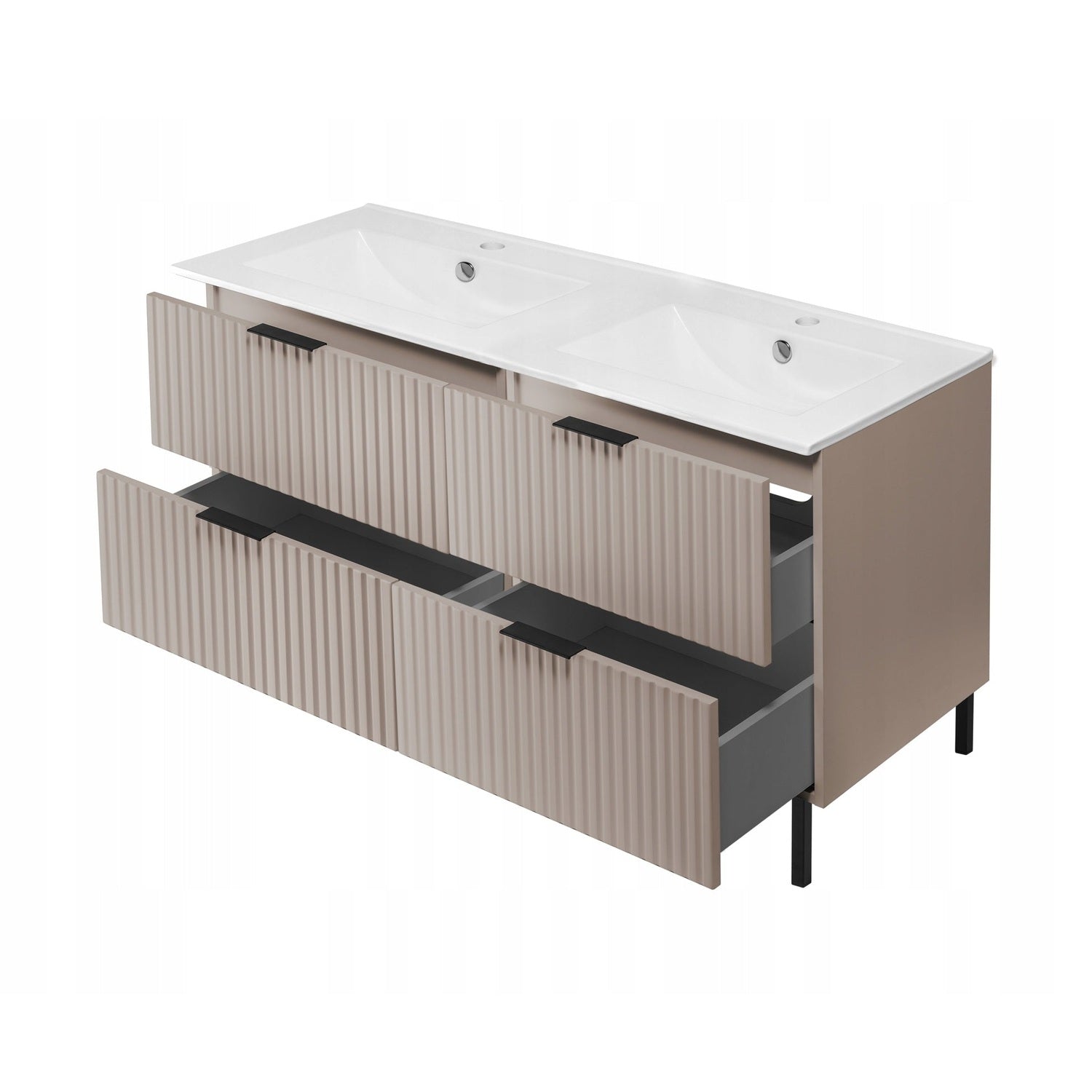 Flow Bathroom Set of 2 Standing Vanity Cabinets with Basin 120cm - Cashmire