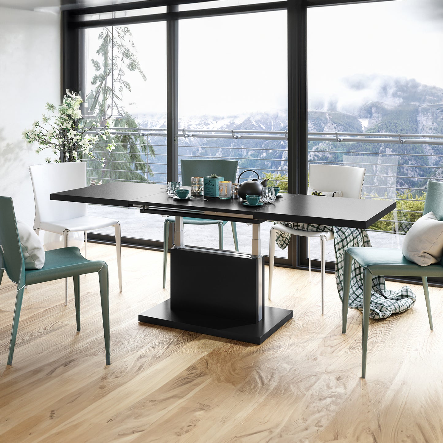 Astrid 70 - 2 in 1 Extending Coffee / Dining Table - Black Matt