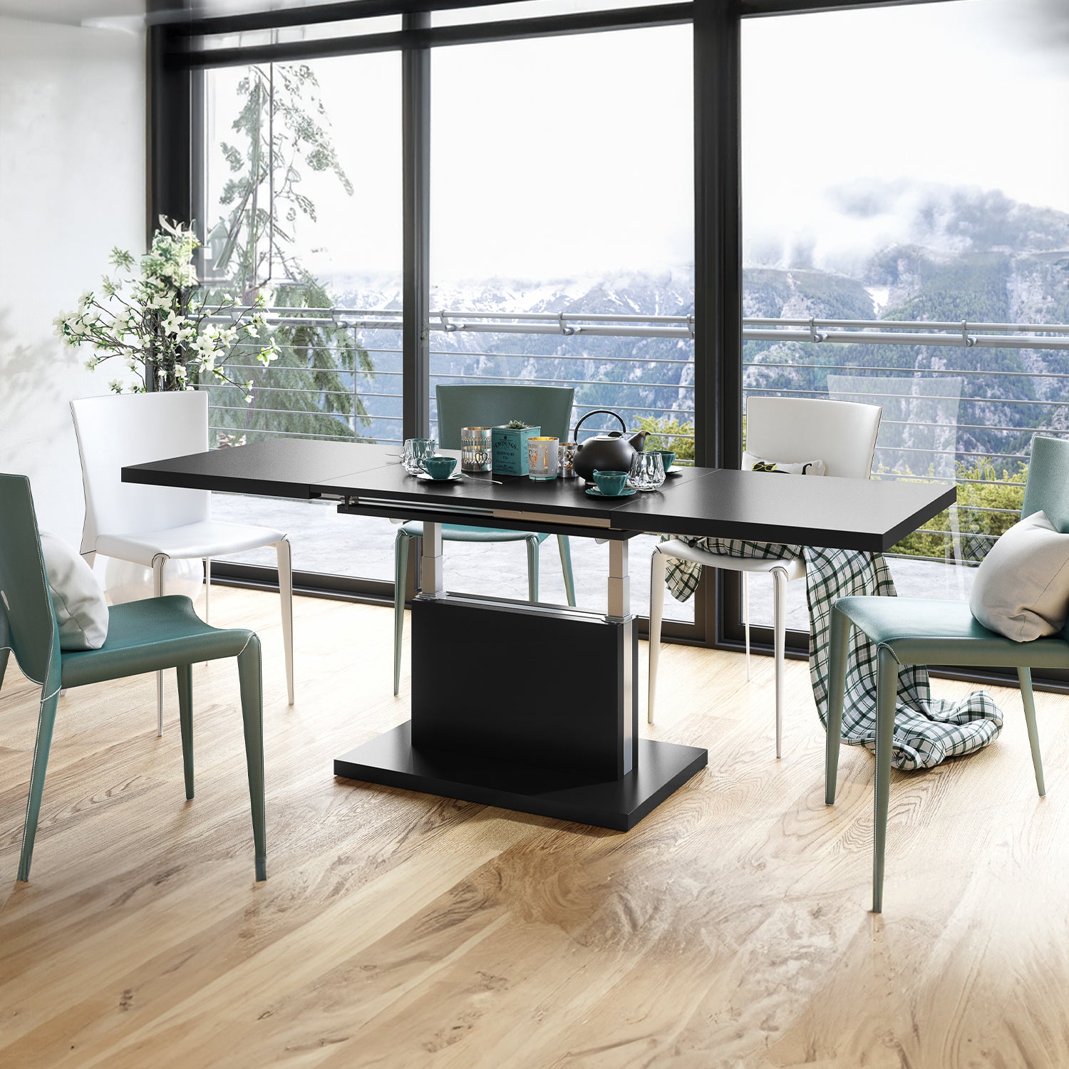 Astrid 70 - 2 in 1 Extending Coffee / Dining Table - Black Matt