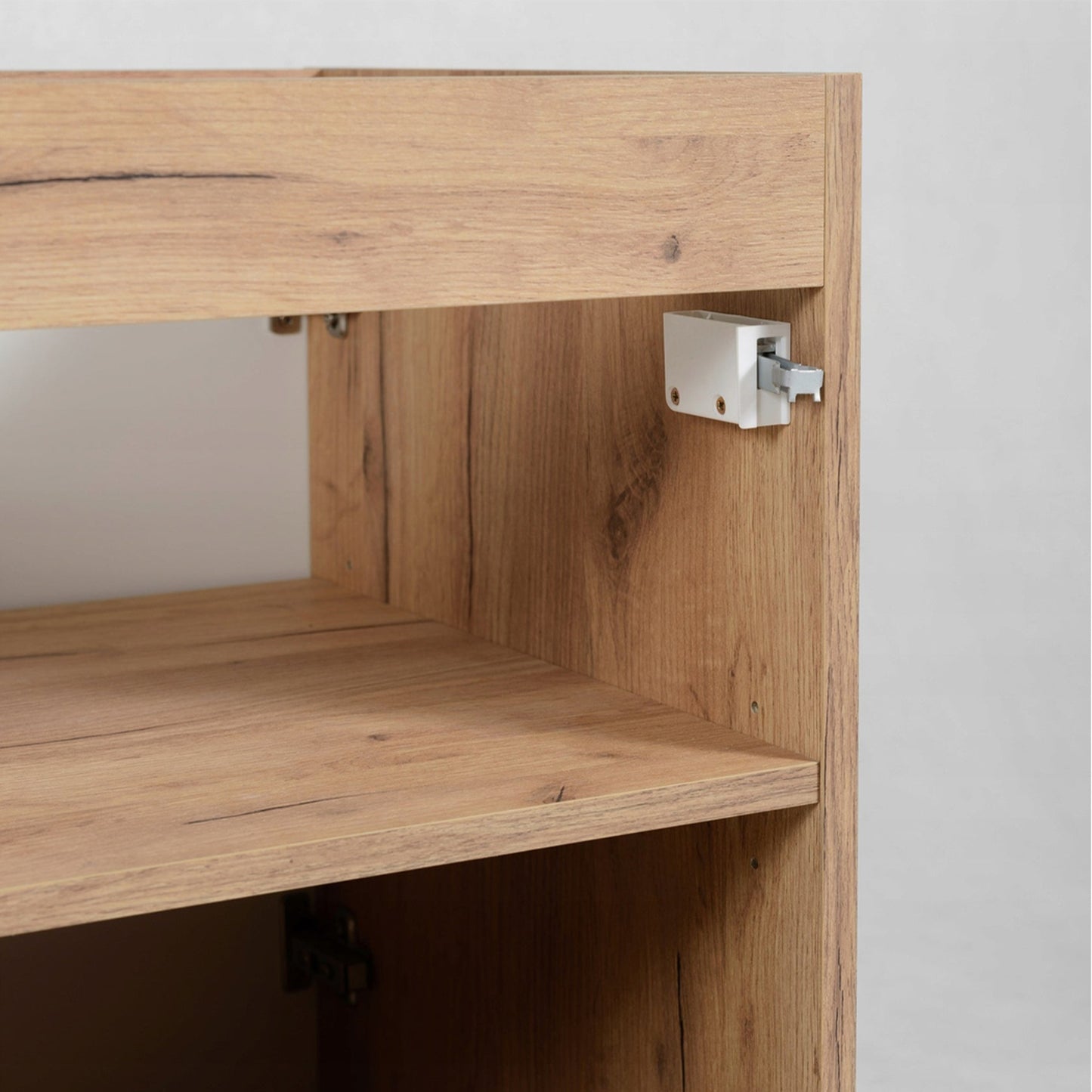 Flow 1 Door Fluted Bathroom Vanity Cabinet with Worktop 40cm - Gold Craft Oak