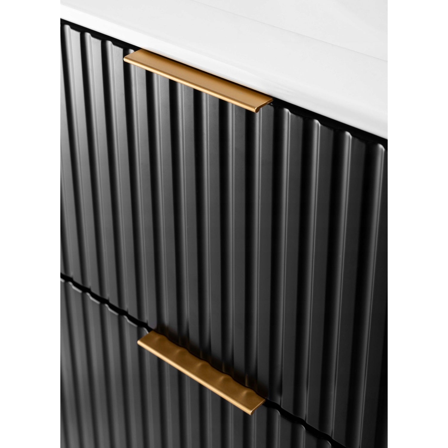 Flow 2 Drawer Bathroom Vanity Cabinet 60 cm with Worktop - Black