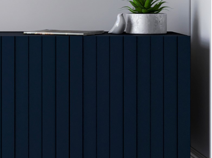 Elpis Glamour Standing TV Cabinet Media Unit with Storage 2D1K 150cm - Navy Matt / Black Frame