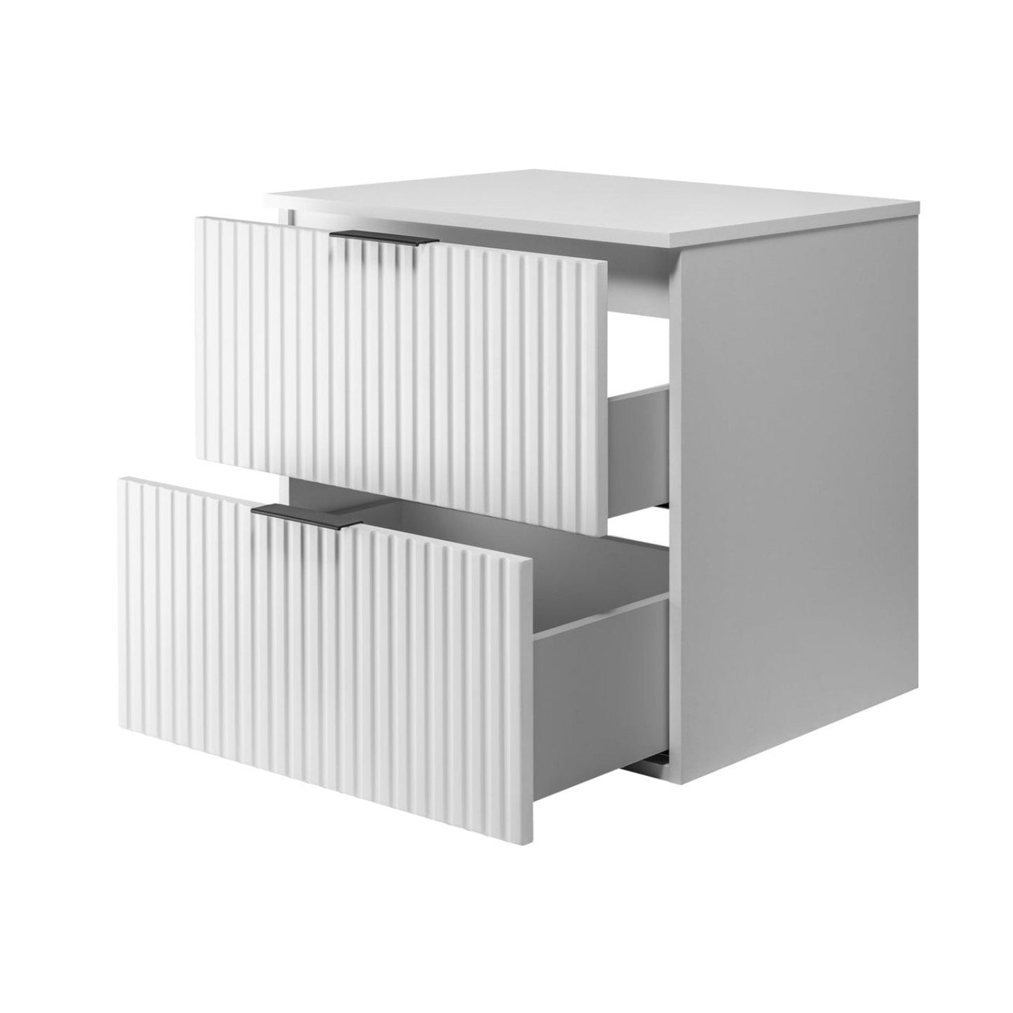 Flow 2 Drawer Bathroom Cabinet Vanity Unit with Worktop 60cm - White