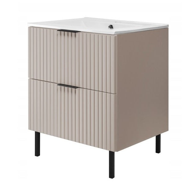 Flow 2 Drawer Standing Bathroom 60cm Vanity Cabinet with Basin - Cashmere