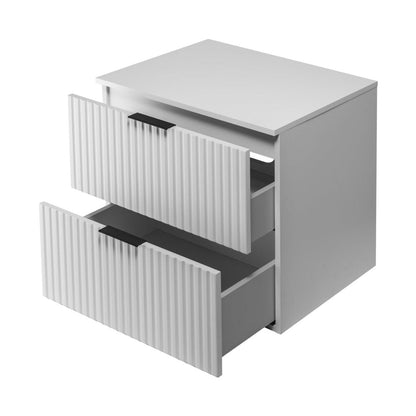 Flow 2 Drawer Bathroom Cabinet Vanity Unit with Worktop 60cm - White