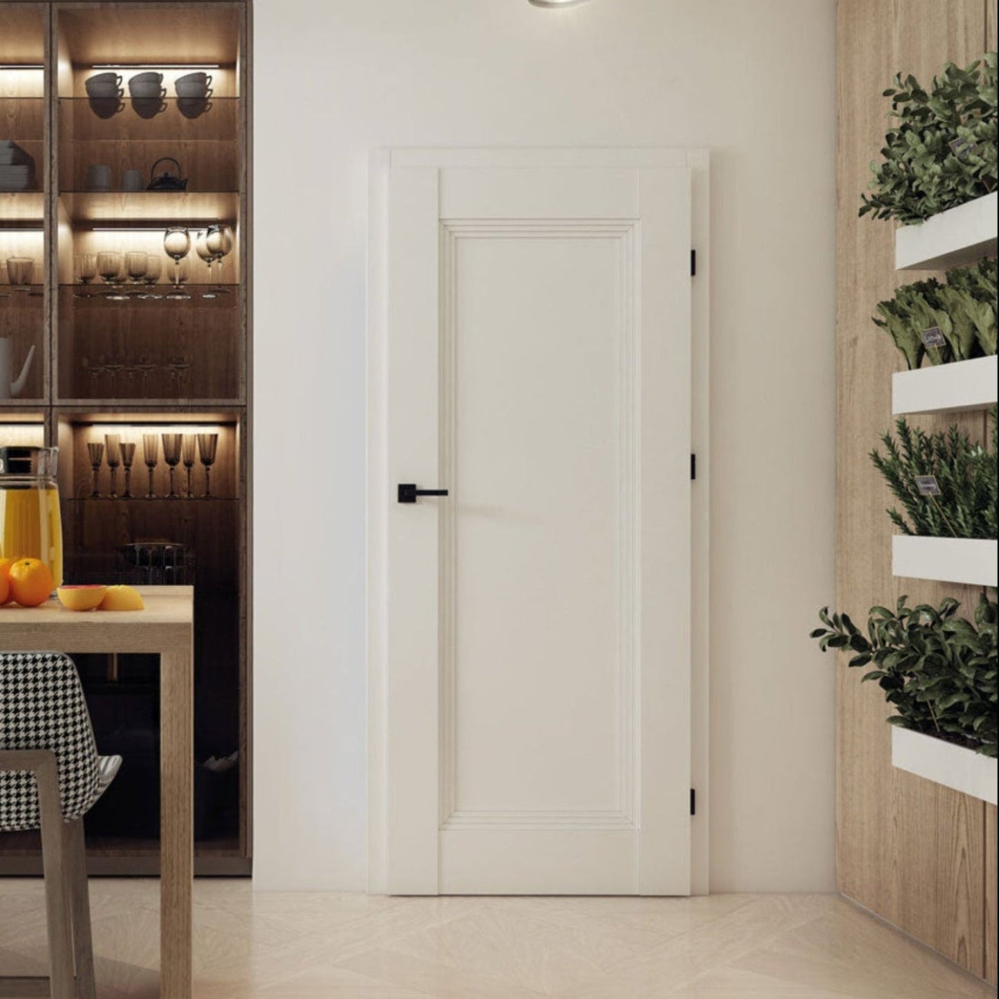 Fado Internal Rebated Door Set with Frame and Handle - White Mat