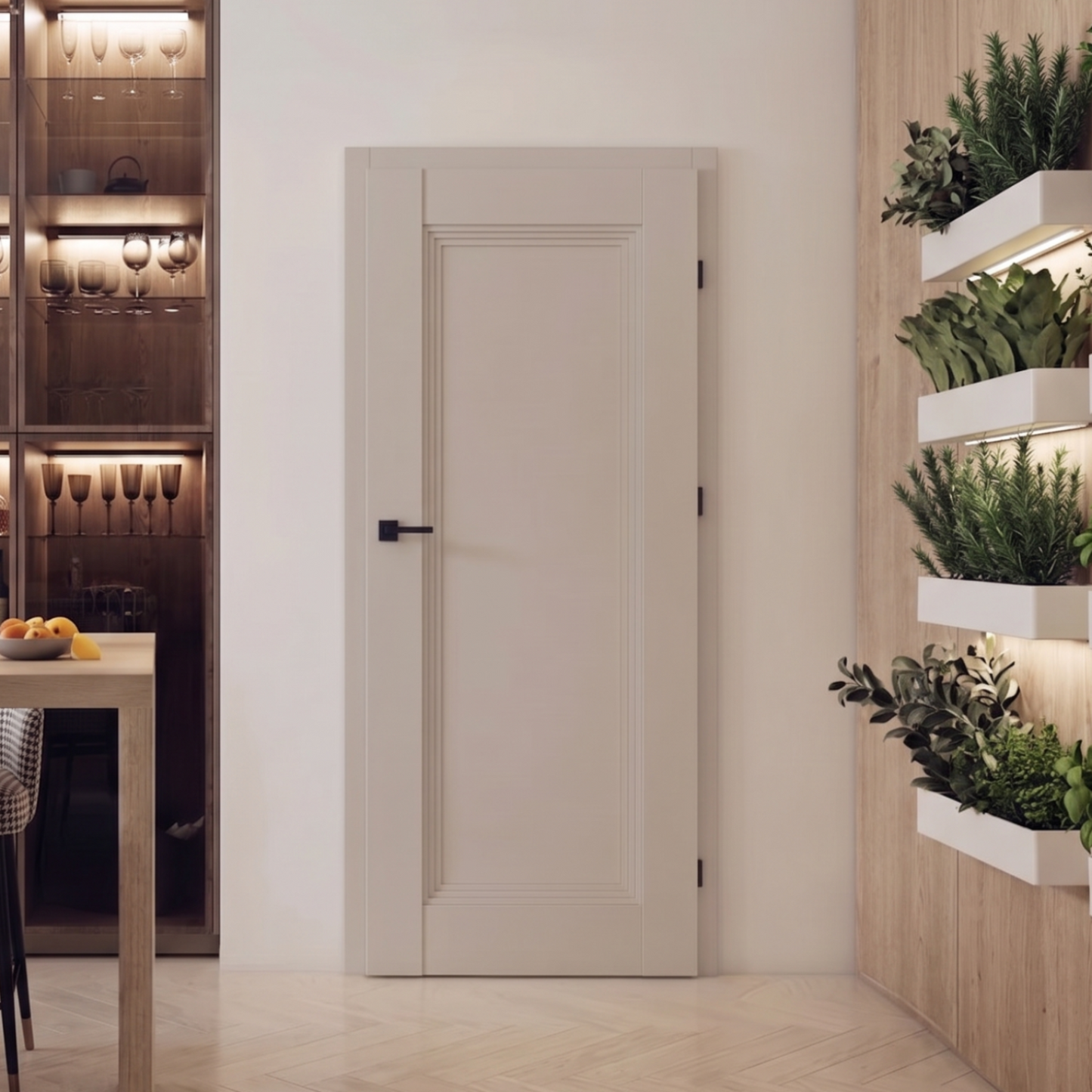 Fado Internal Rebated Door Set with Frame and Handle - Cashmere