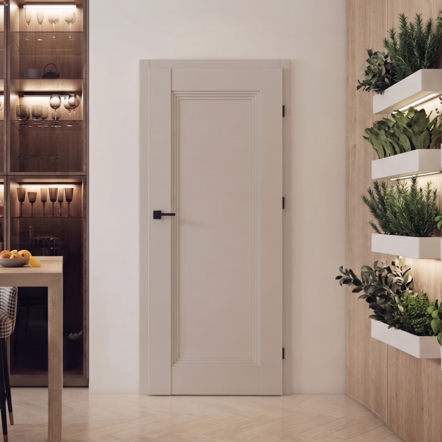 Fado Internal Rebated Door Set with Frame and Handle - Cashmere