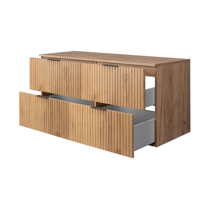 Flow 2 Drawer Bathroom Vanity Cabinet with Worktop 120cm - Gold Craft Oak