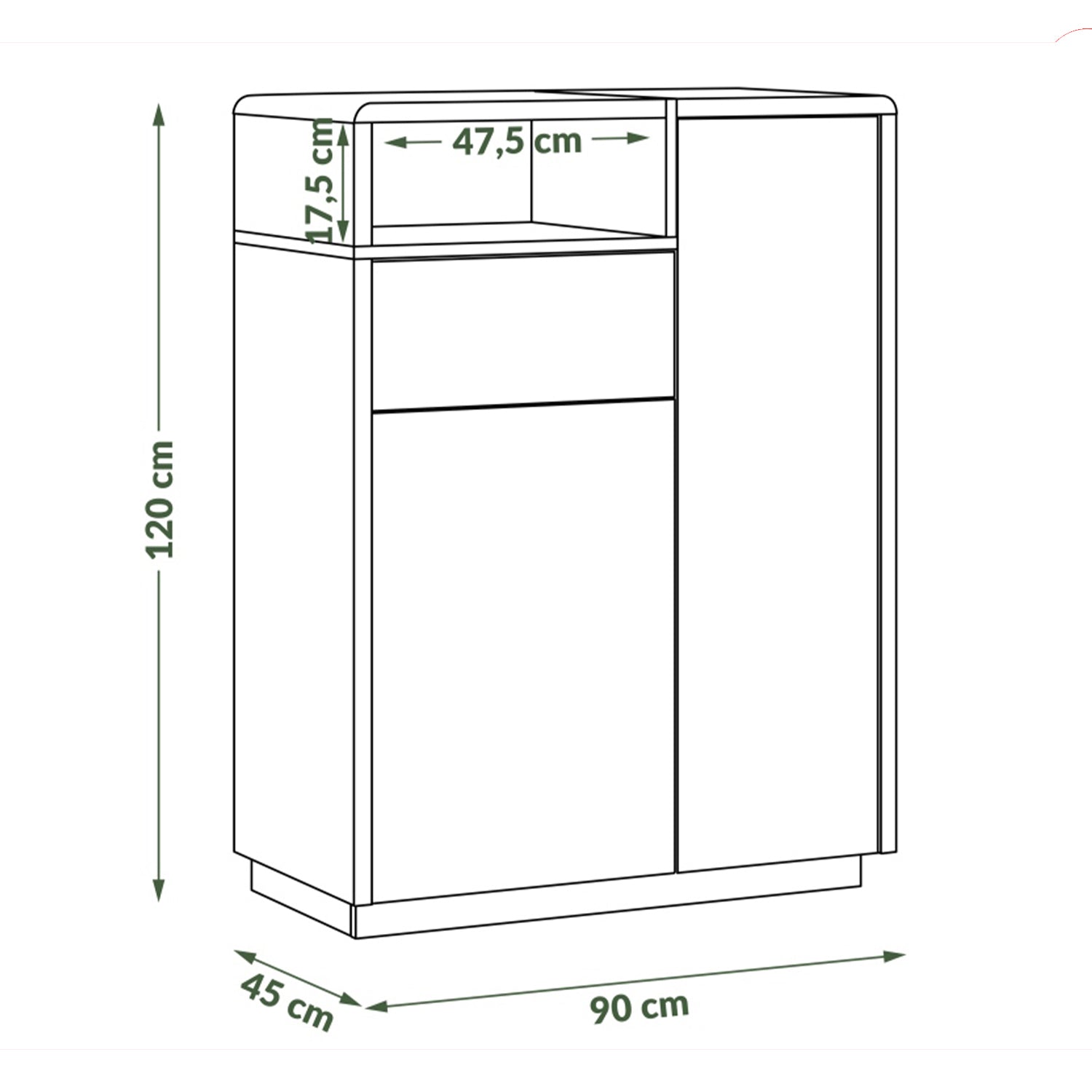 Folk Modern Loft Style Tall Sideboard with Drawer and Display Shelf - Anthracite/ Artisan Oak