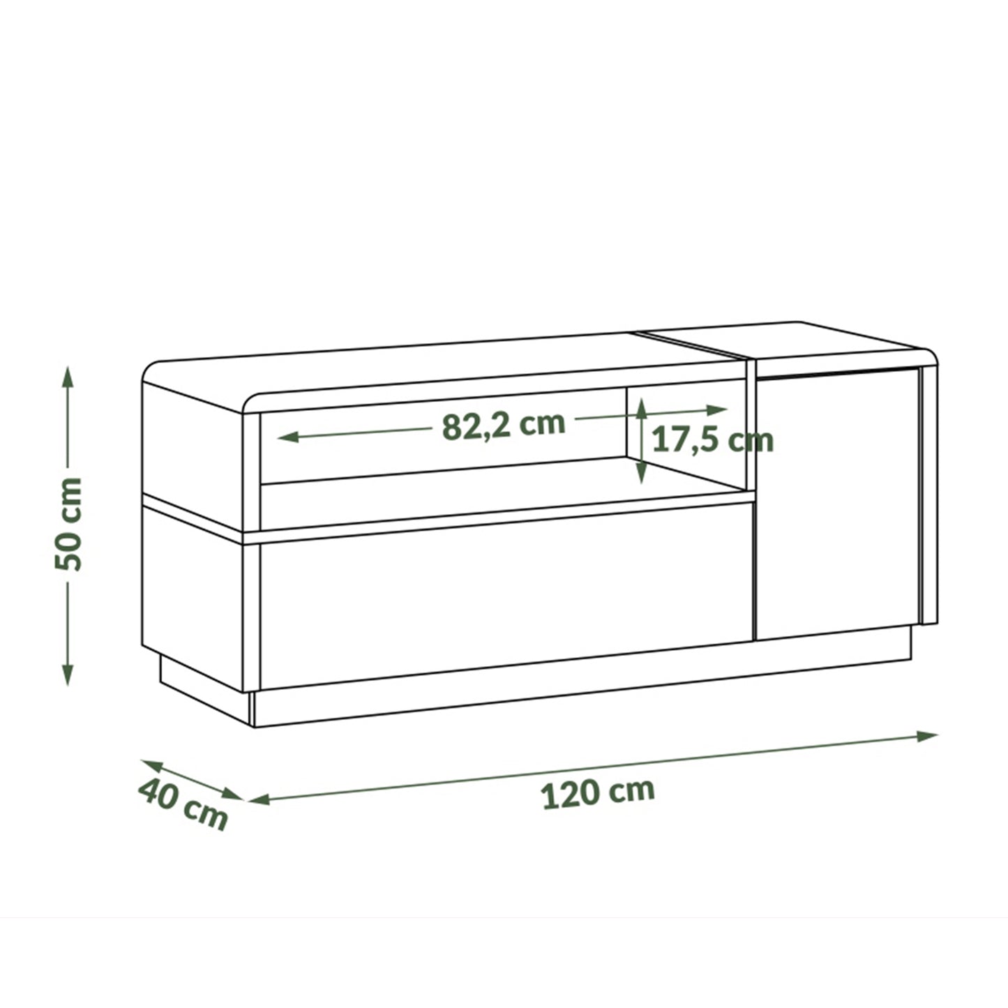Folk Modern Loft Style TV Cabinet with Open Shelf – Anthracite / Artisan Oak