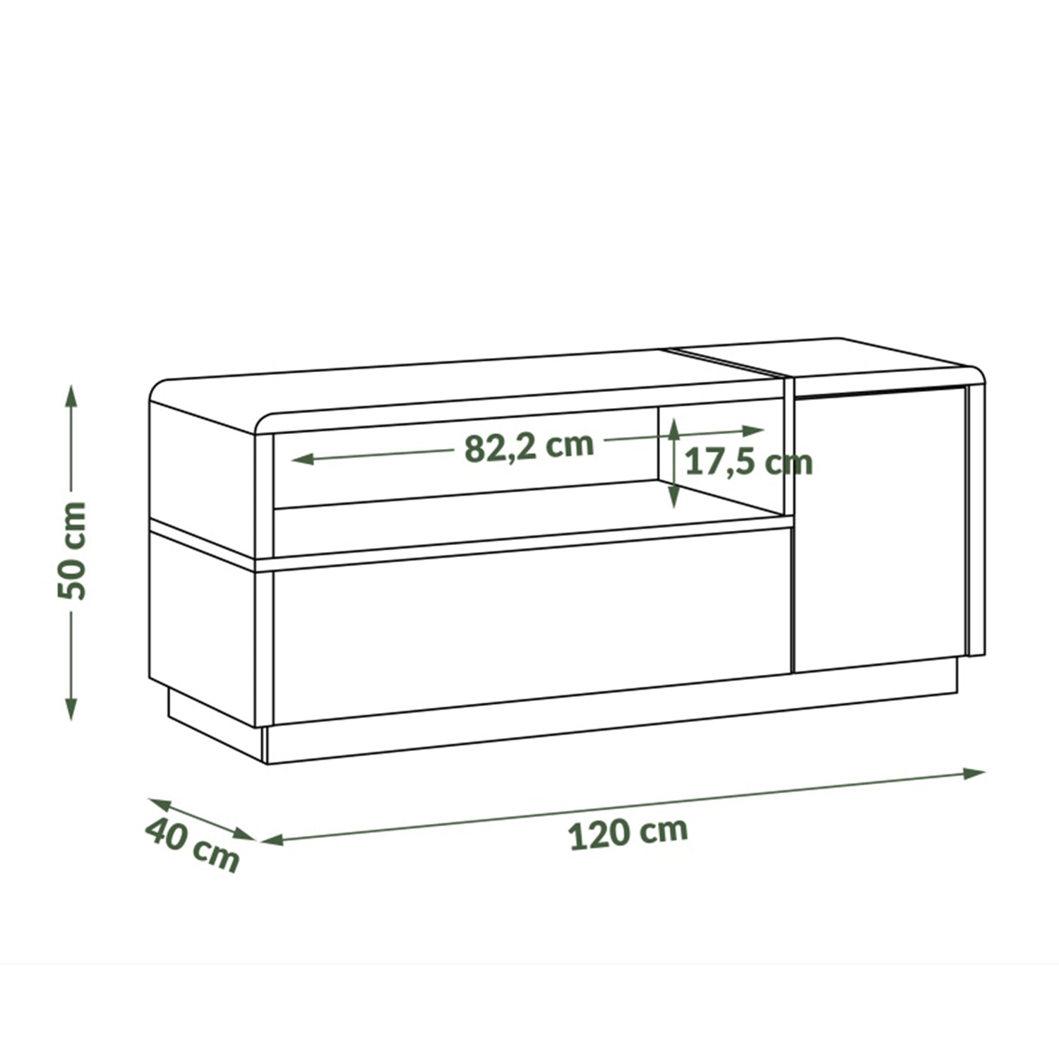 Folk Modern Loft Style TV Cabinet with Open Shelf – Anthracite / Artisan Oak
