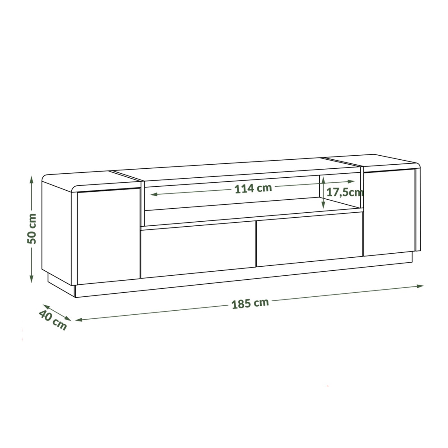 Folk Modern Loft Style Wide TV Cabinet with Open Shelf – Anthracite / Artisan Oak