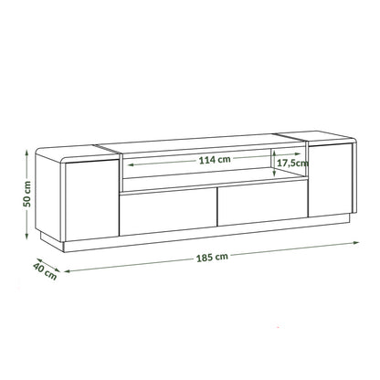Folk Modern Loft Style Wide TV Cabinet with Open Shelf – Anthracite / Artisan Oak