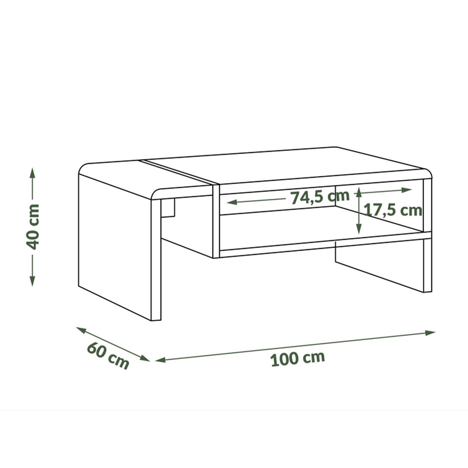 Folk Modern Loft Style Coffee Table with Open Shelf – Anthracite / Artisan Oak