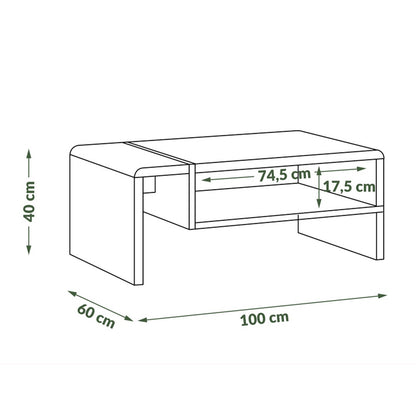 Folk Modern Loft Style Coffee Table with Open Shelf – Anthracite / Artisan Oak