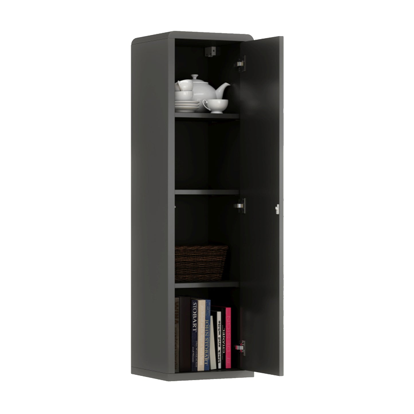 Folk Modern Loft Style Tall Wall Cabinet with Closed Door – Anthracite