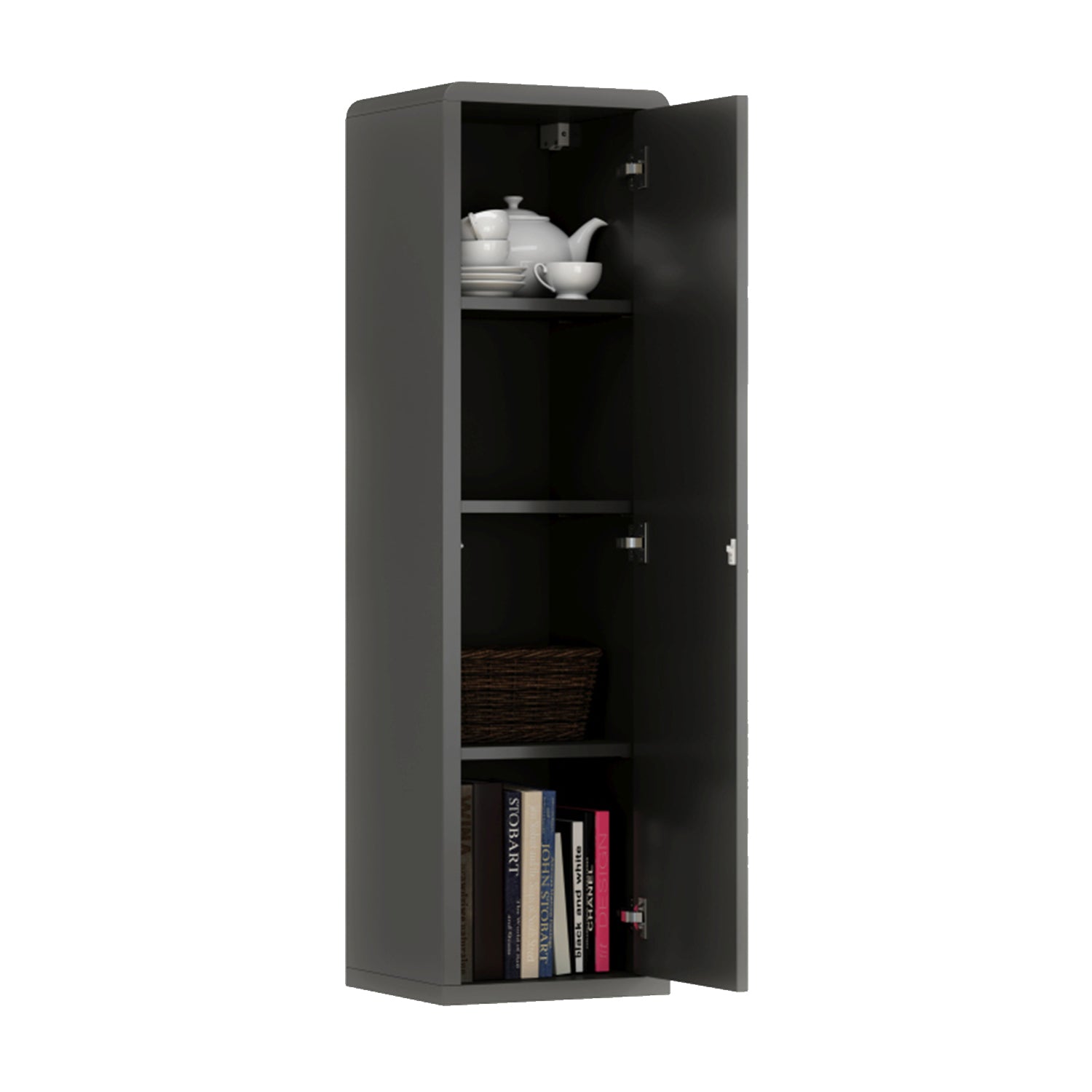 Folk Modern Loft Style Tall Wall Cabinet with Closed Door – Anthracite