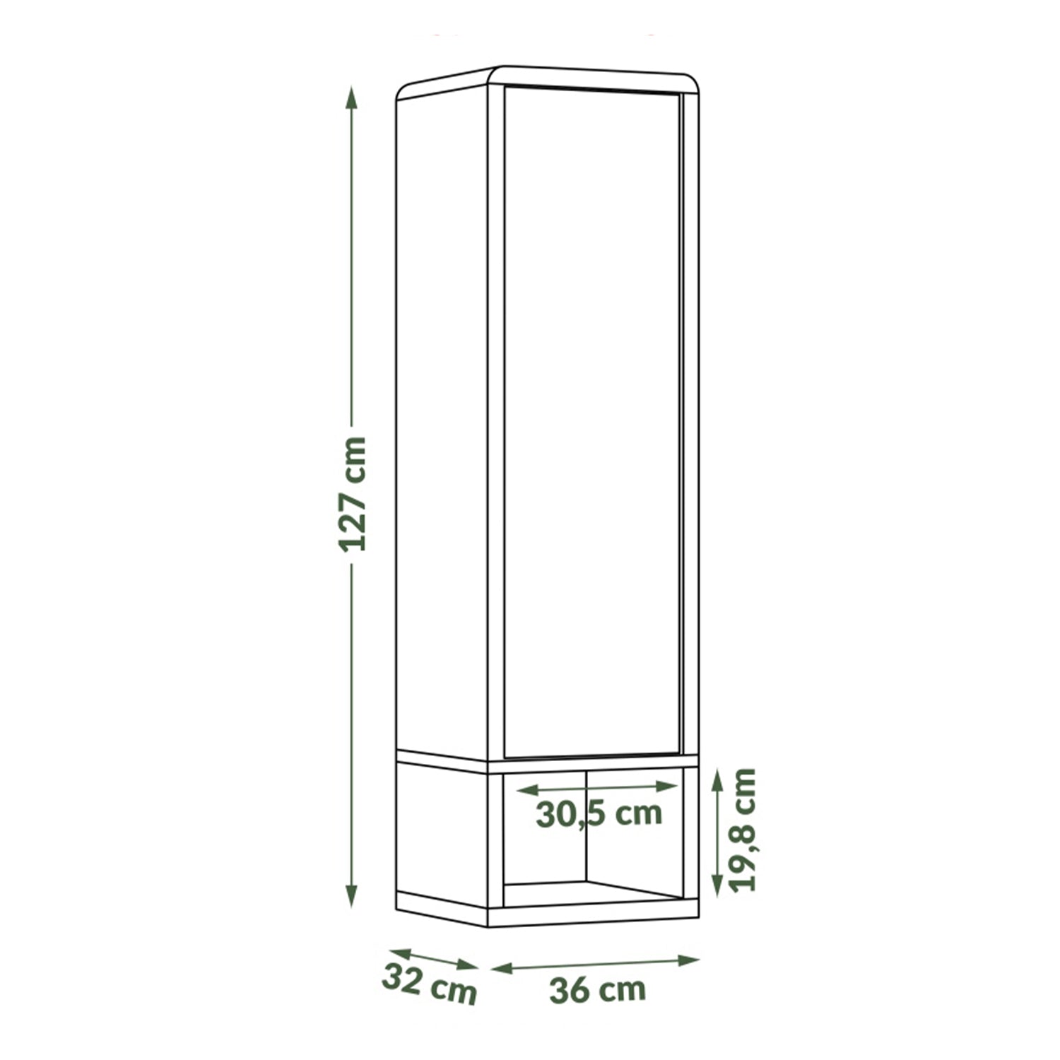 Folk Modern Loft Style Tall Wall Cabinet with Closed Door and Open Shelf – Anthracite / Artisan Oak