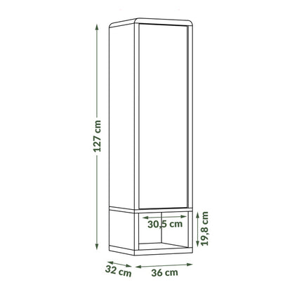 Folk Modern Loft Style Tall Wall Cabinet with Closed Door and Open Shelf – Anthracite / Artisan Oak