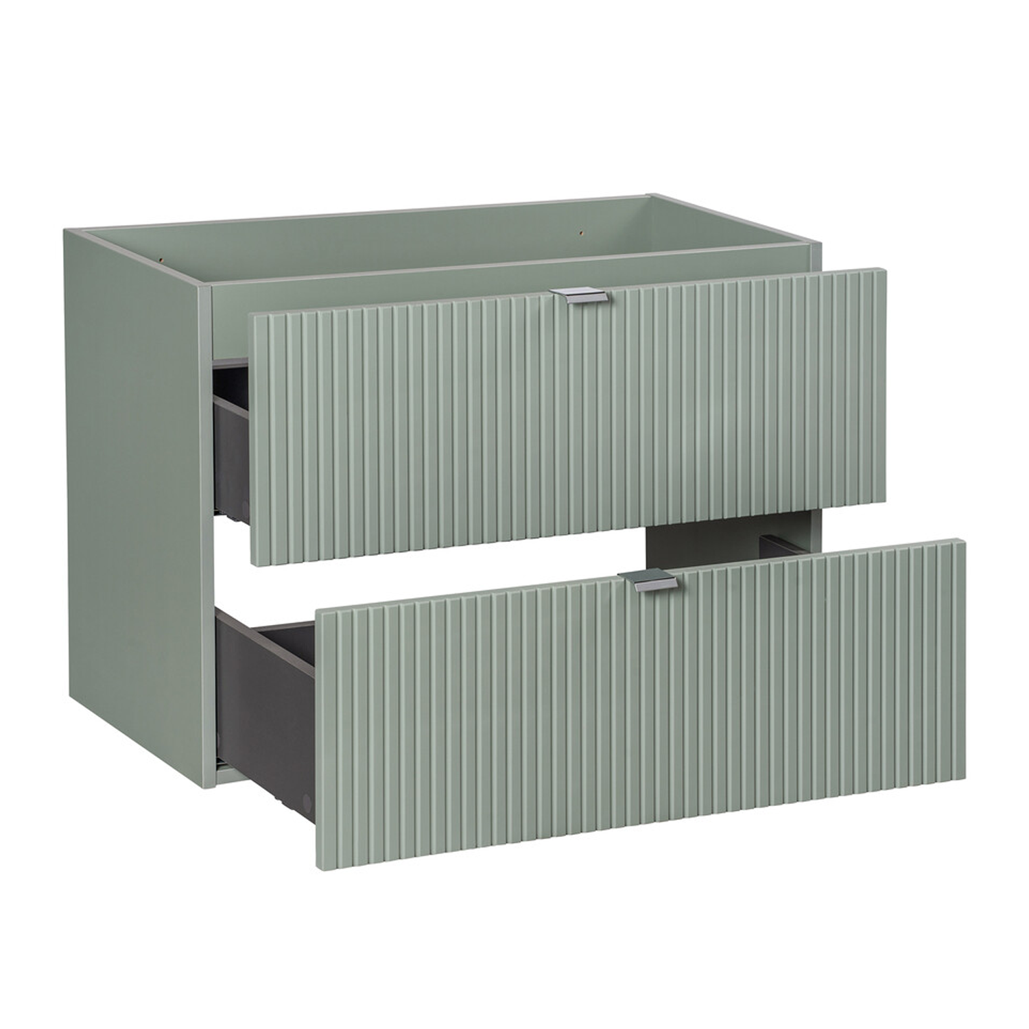 Line Reed 2 Drawer Bathroom Cabinet Vanity Unit 80cm with Built-In Basin - Sage