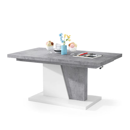 Gala 2 in 1 Extending Coffee / Dining Table - Concrete / White