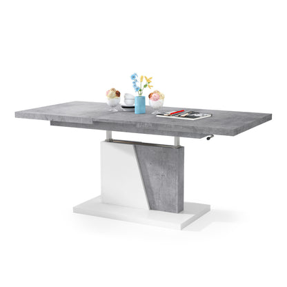 Gala 2 in 1 Extending Coffee / Dining Table - Concrete / White