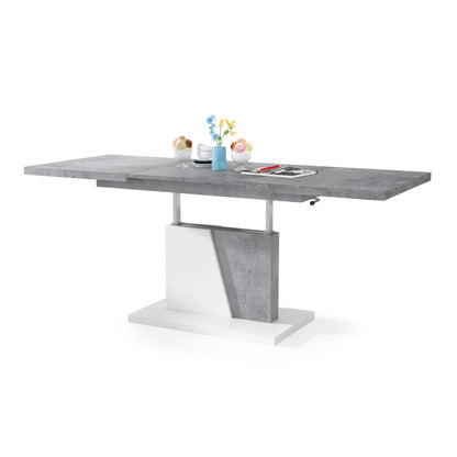 Gala 2 in 1 Extending Coffee / Dining Table - Concrete / White