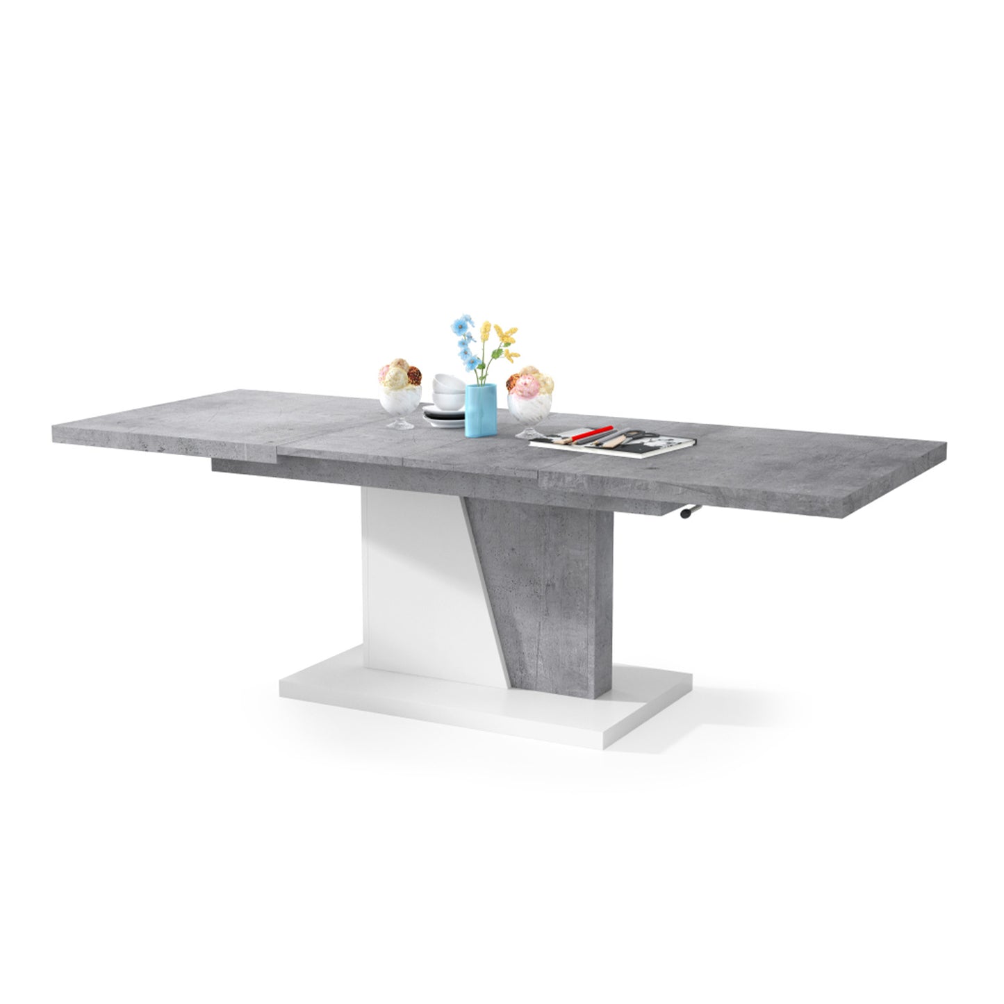 Gala 2 in 1 Extending Coffee / Dining Table - Concrete / White