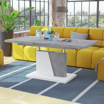Gala 2 in 1 Extending Coffee / Dining Table - Concrete / White
