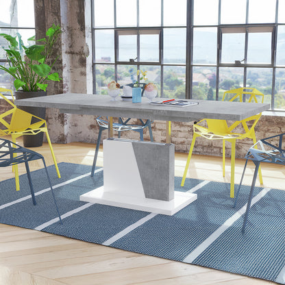 Gala 2 in 1 Extending Coffee / Dining Table - Concrete / White