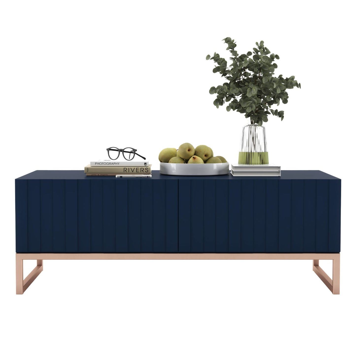 Elpis Glamour Coffee Table 110 cm - Navy Matt / Copper Frame