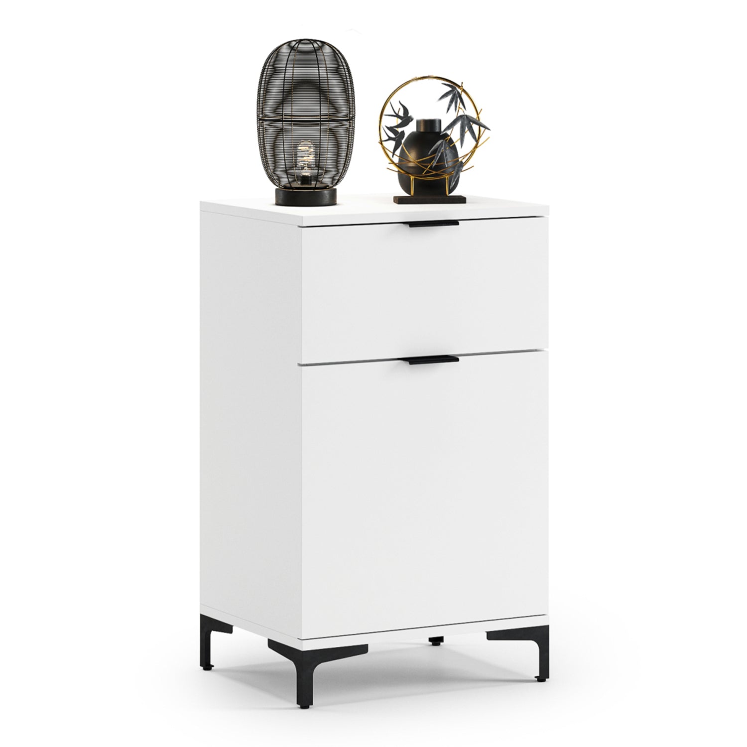 Lana Modern Slim Sideboard with Drawer and Cupboard – White