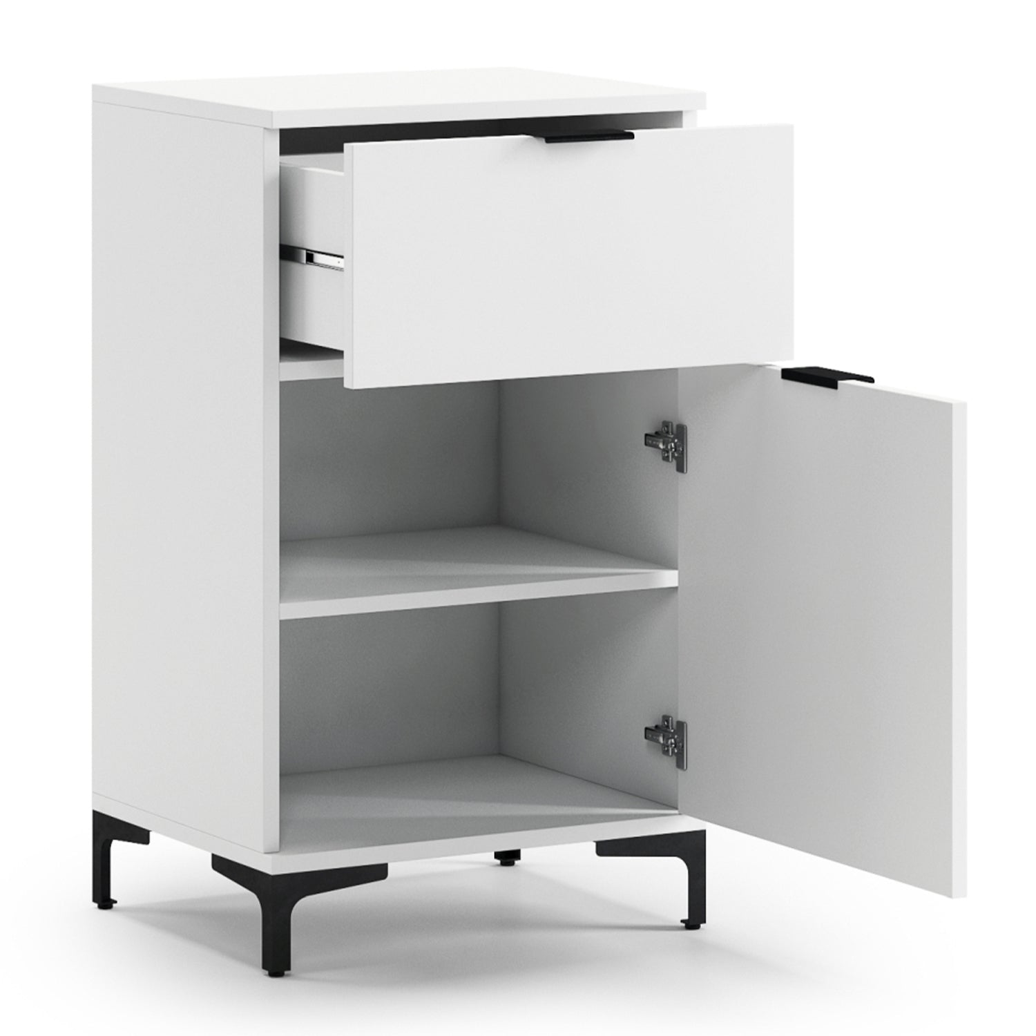 Lana Modern Slim Sideboard with Drawer and Cupboard – White