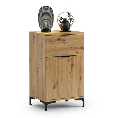 Lana Modern Slim Sideboard with Drawer and Cupboard – Oak Artisan