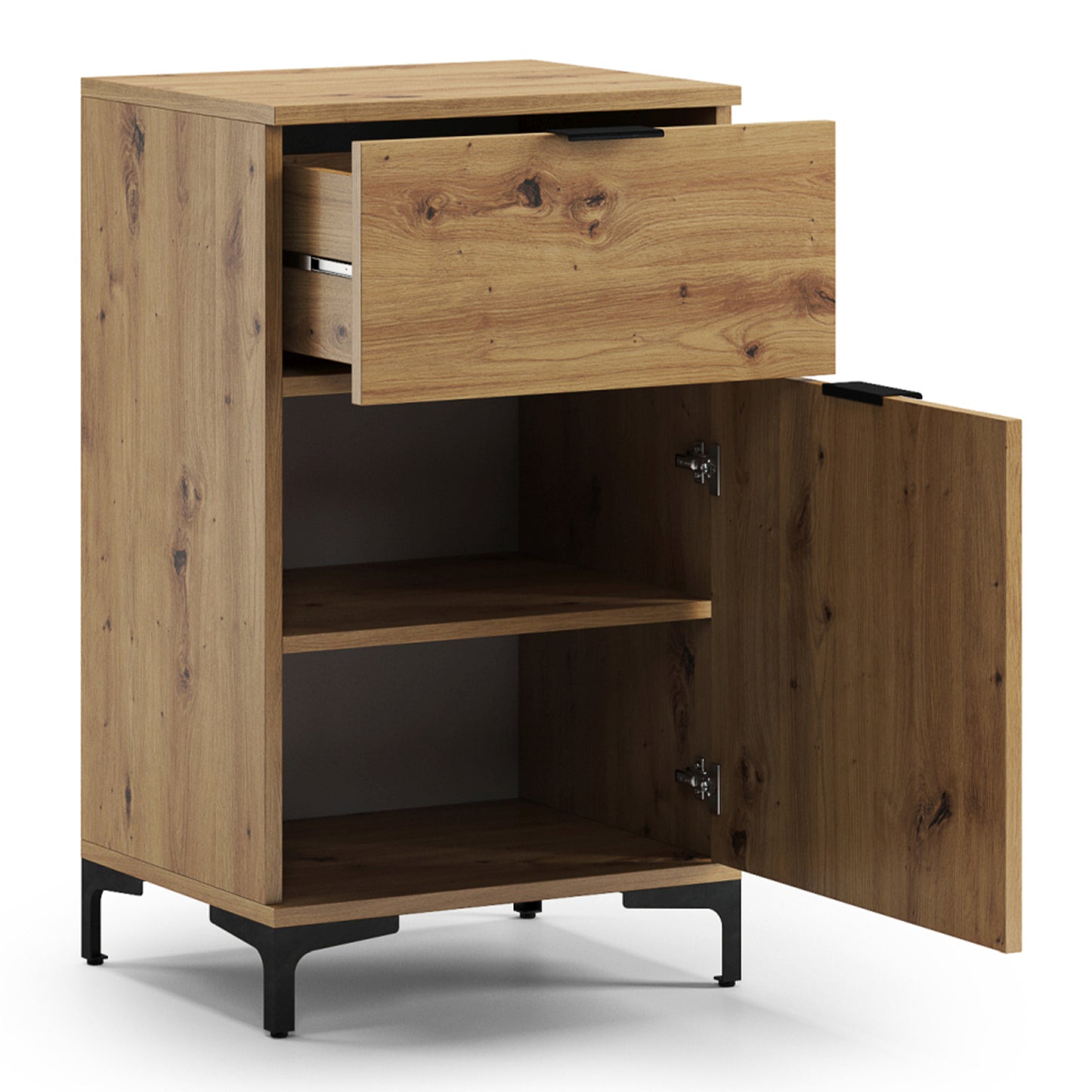 Lana Modern Slim Sideboard with Drawer and Cupboard – Oak Artisan