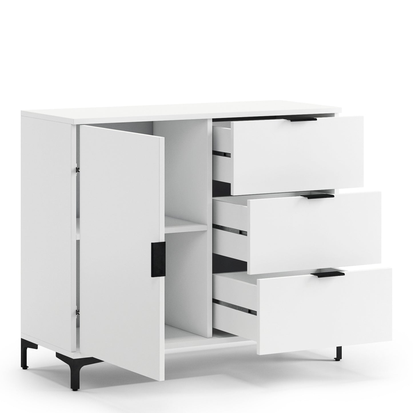 Lana Modern Sideboard with Drawers and Cabinet – White