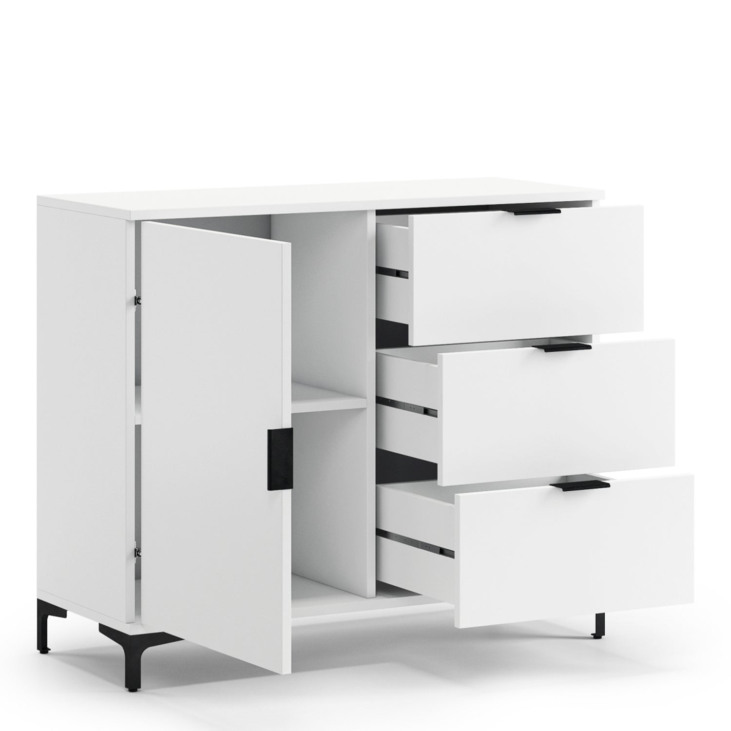 Lana Modern Sideboard with Drawers and Cabinet – White