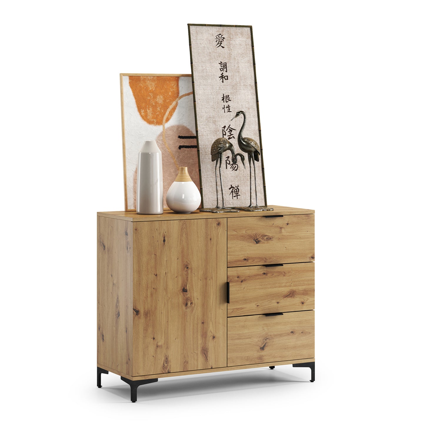 Lana Modern Sideboard with Drawers and Cabinet – Oak Artisan