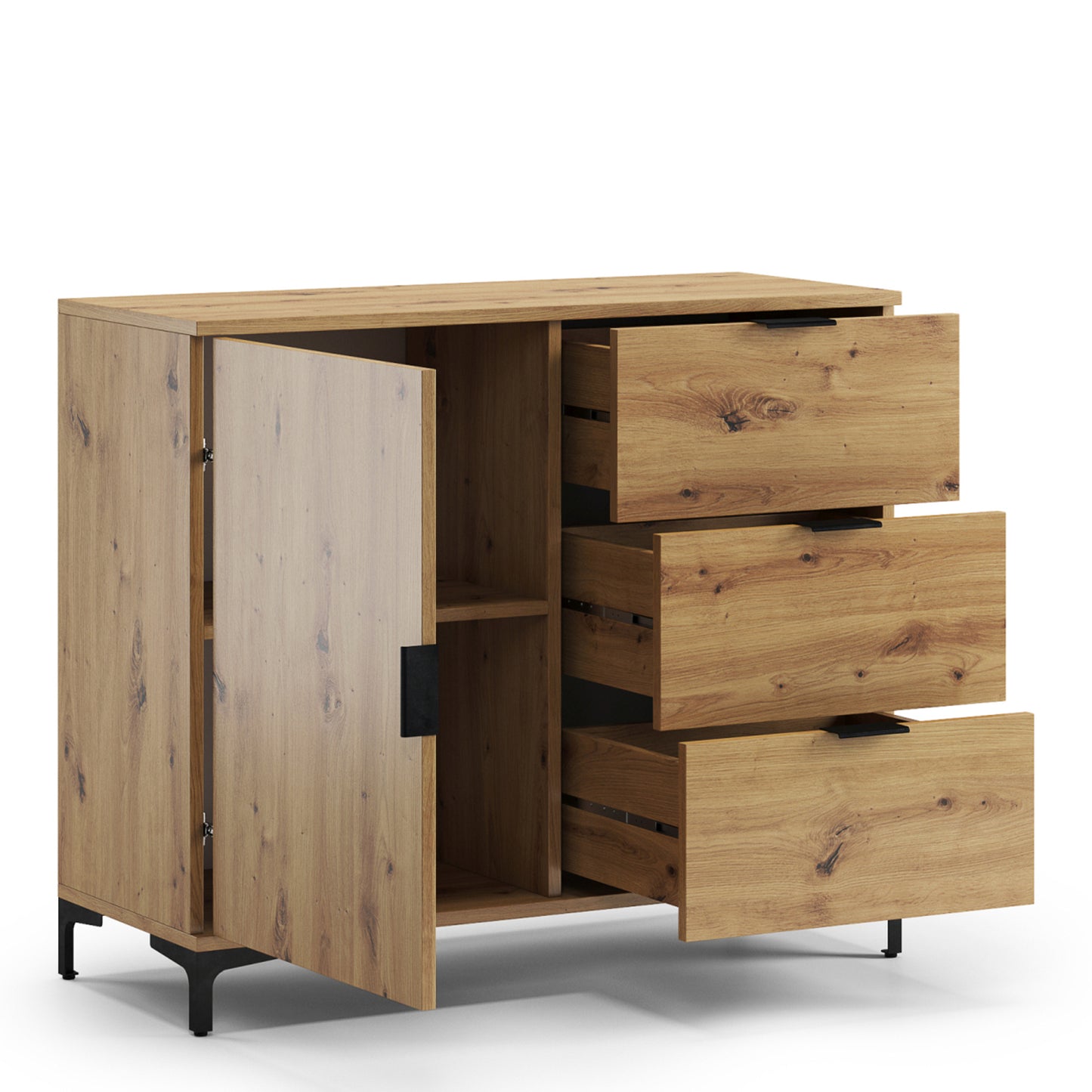 Lana Modern Sideboard with Drawers and Cabinet – Oak Artisan