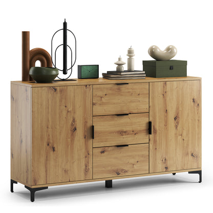 Lana Modern Storage Sideboard with Cabinets and Drawers – Oak Artisan