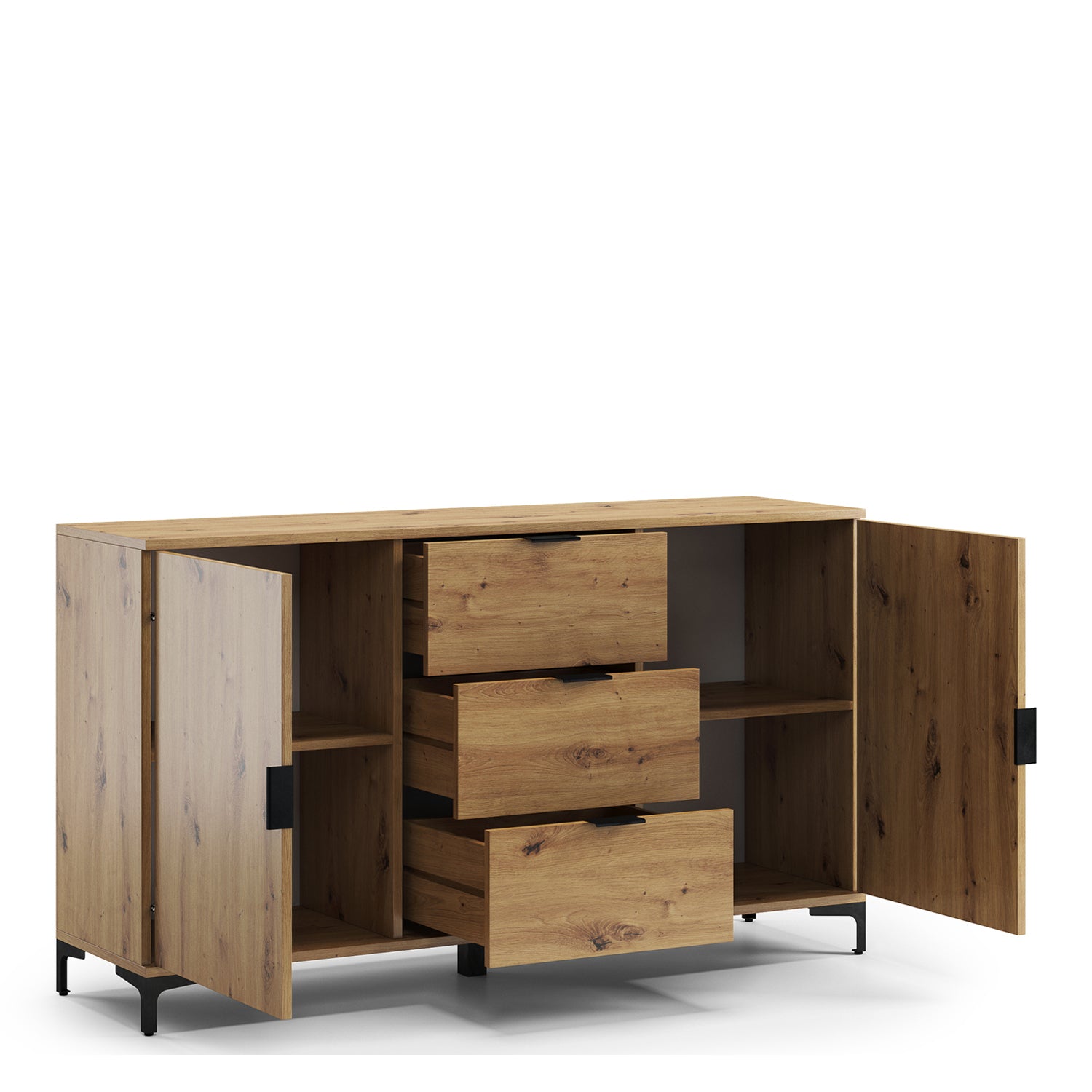 Lana Modern Storage Sideboard with Cabinets and Drawers – Oak Artisan