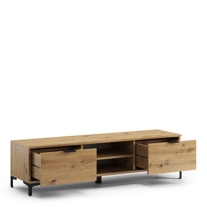 Lana Modern TV Stand with Open Shelving and Cabinets – Oak Artisan