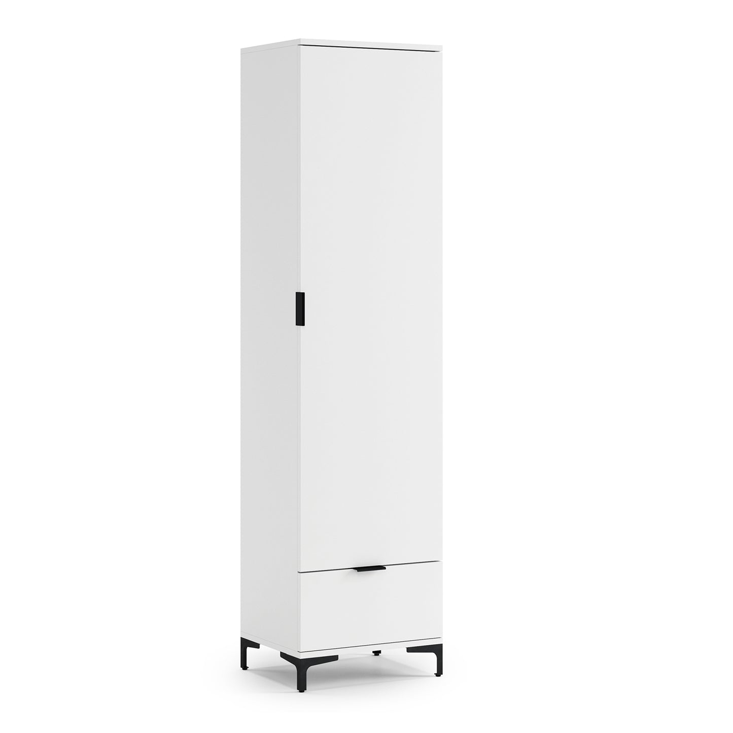 Lana Modern Tall Cabinet with Door and Drawer – White